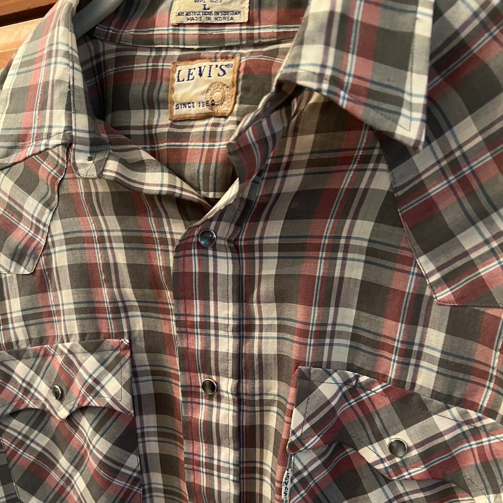 Vintage White Tab Levi's Red and Gray Western Button Down Shirt